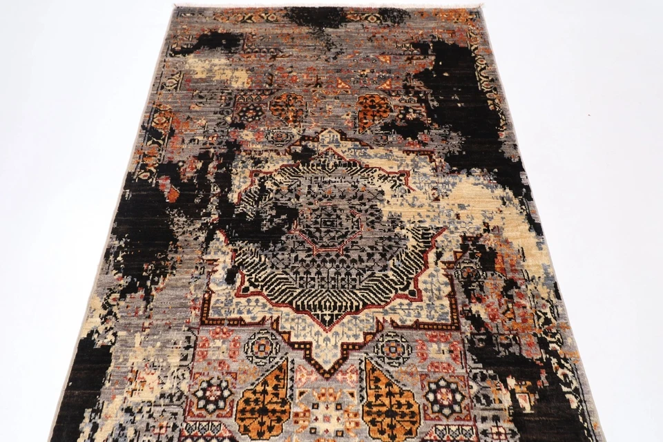 10 ft Abstract Mamluk Hallway Runner Rug Afghan Hand Knotted Wool Bedroom Rug - Image 3 of 4