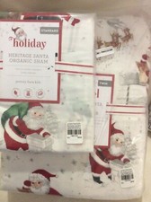 Pottery Barn Kids Organic Flannel Heritage Santa Twin Duvet Sham NWT Christmas