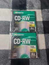 2 Memorex CD-RW 700 MB 80 Minutes Rewritable CD, Brand New Factory Sealed