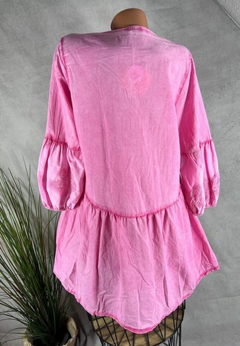 Kleid Tunika Alinie Vneck Stickerei Richelieu BOHO Italy PINKROSA 40 42 44 - Bild 5 von 5