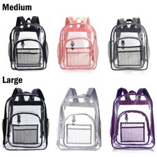 Clear Backpack Transparent PVC Work School Bag Security Heavy Duty Large Bookbag