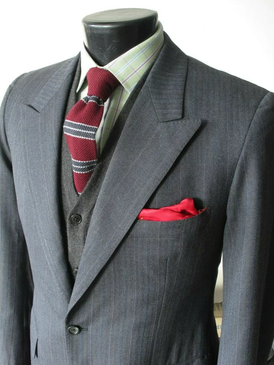 Vtg Otto Perl Suit Sport Coat 40R Bespoke Hand Made 40R Charcoal
