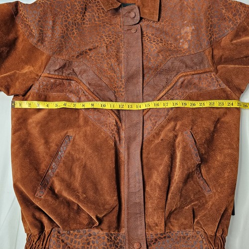 Vintage Avanti Burnt Orange Leopard Print Pig Suede Jacket Womens Size Medium - Picture 18 of 20