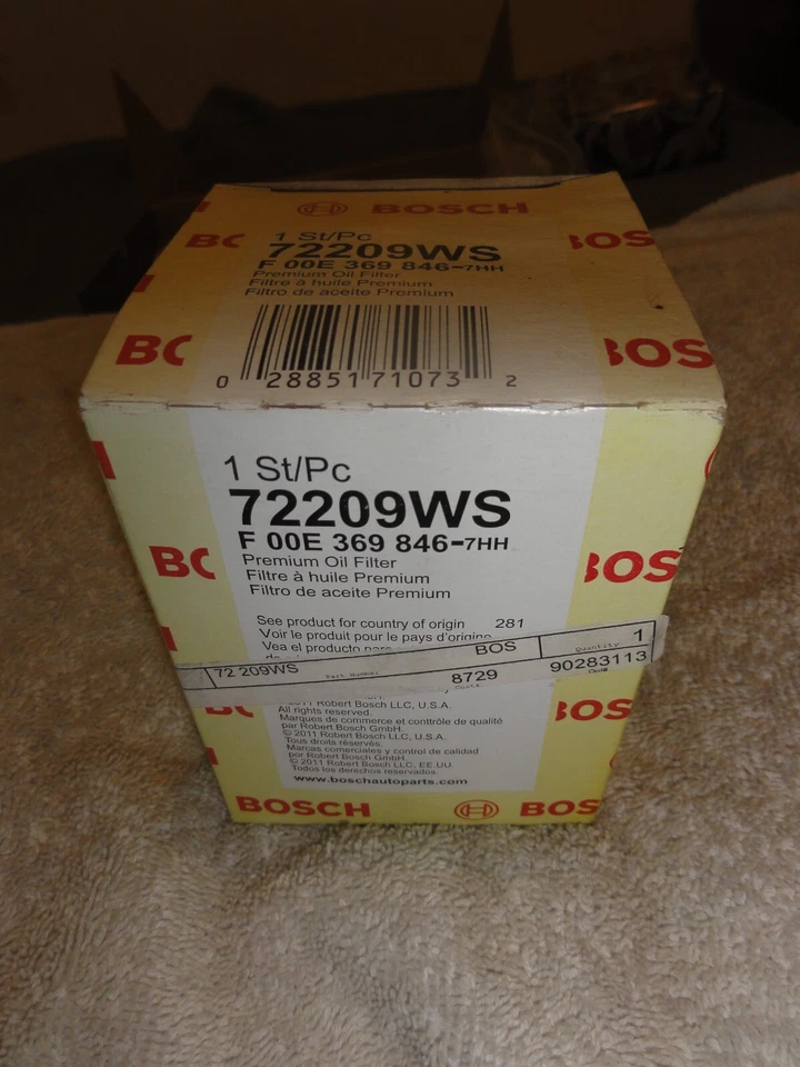НОВЫЙ масляный фильтр двигателя Bentley Ford Jaguar Land Rover Rolls Royce BOSCH 72209WS - Изображение 2 из 2