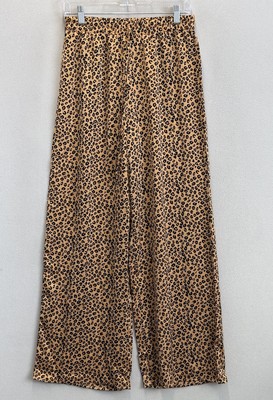 Francescas Mi Ami Women s Sz M Leopard Print High Waisted Drawstring Boho Pants
