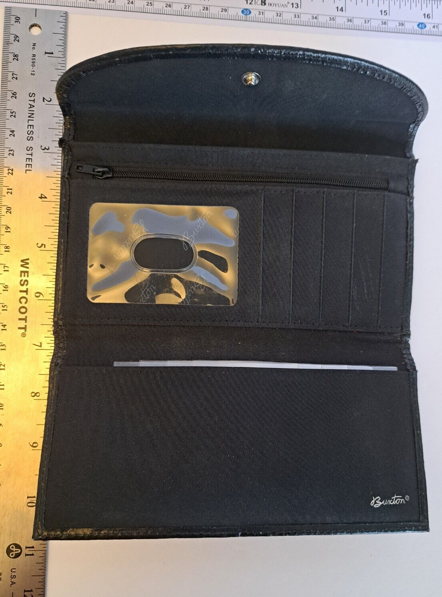 Buxton Leather Trifold Wallet Brown Snap Close Env. 2 Pockets 2