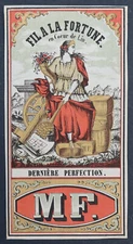 Antique label 1870 FIL DE LIN A LA FORTUNE MF.  label 22