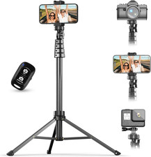 62" Tripod Selfie Stick with Remote for iPhone Android Black