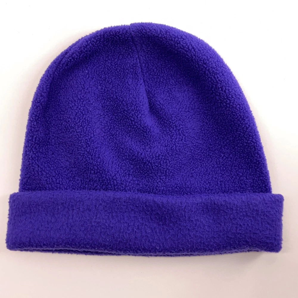 Vintage purple thin fleece roll up cuff winter hat round top