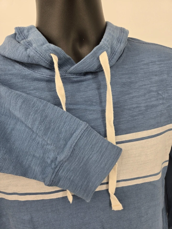 Faherty Hoodie Shirt Large Blue Pullover Drawstring Organic Casual Cotton Men - Image 4 of 4