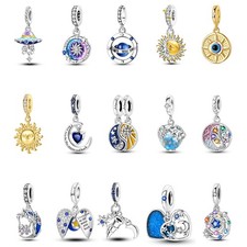 European 925 Silver CZ DIY Charm Space Universe Love Pendant fit Women Bracelet