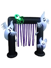 8 Foot Illuminated Halloween Inflatable Ghosts and Spider Archway Decoration ...