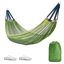 Camping Hammock, Outdoor Sport Hammock Net Mesh Nylon Rope Sleeping Bed Swing...