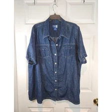 Women's sz 22 24 Lightweight Denim Short Sleeved Button Down Shirt  Venezia Jean