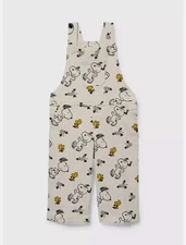 Peanuts Snoopy and Woodstock Allover Print Toddler Overalls 3T New