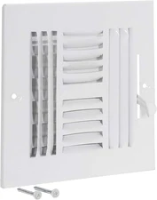 EZ-FLO 8 X 8 Inch (Duct Opening) Air Vent Cover for Wall or Ceiling, Four-Way Ve