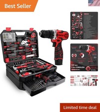 276-Piece Tool Set Kit - Tool kit with 12V Cordless Power Drill Driver Toolbo...