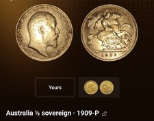 1909 half sovereign, Edward VII Gold Coin AU Grade