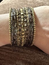 Open cuff Bracelet Beaded Multi strand