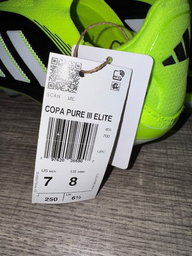 ADIDAS COPA PURE 3 ELITE SCHNÜRLOSE FG STOLLEN JH6302 SCHWARZ/GRÜN Herren Größe 7 " - Bild 8 von 8