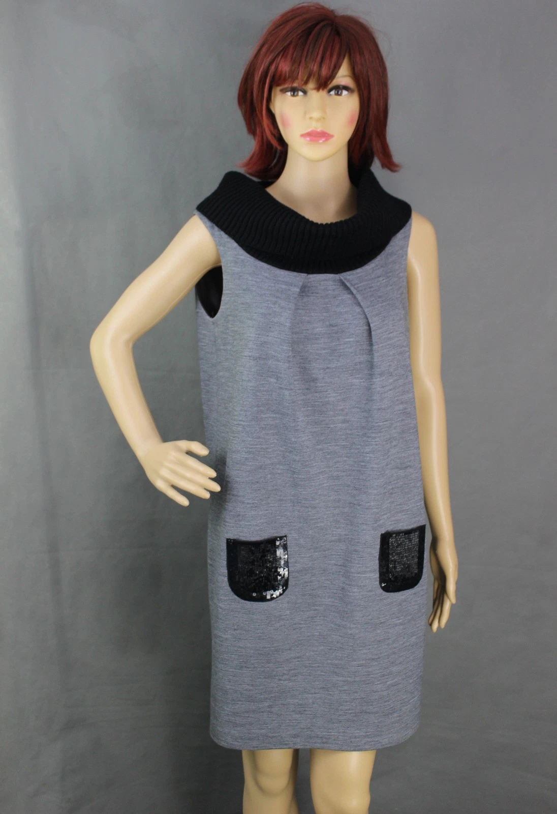 ABITO MOSCHINO CHEAP ANDCHIC e grigio lana vergine girocollo taglia IT 40 UK 8