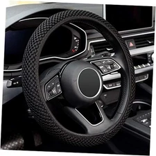 LABBYWAY Microfiber Steering Wheel Cover, Universal 15 Inch Car Elastic Black
