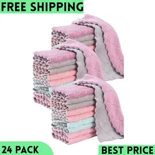 24 Pack Kitchen Dish Cloths Towels, Super Soft and Absorbent Multicolor...