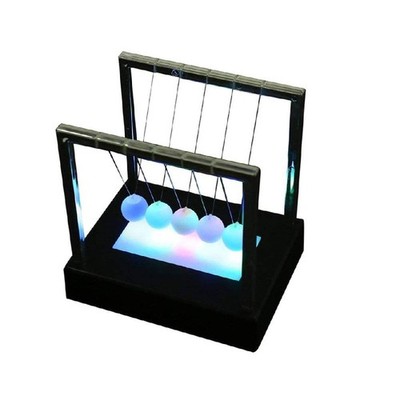 Newtons Cradle Fun Balance Balls Physics Science LED Light Desk Toy Home Decor