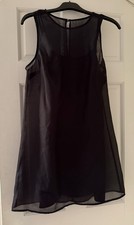 A New Day Black Sheer Overlay Shift Dress Size M NWT