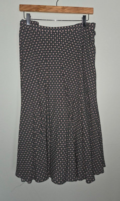 NWT J.Jill Light-Weight Skirt Green Navy Clover-Print Sz 2X Great for Warm Days!