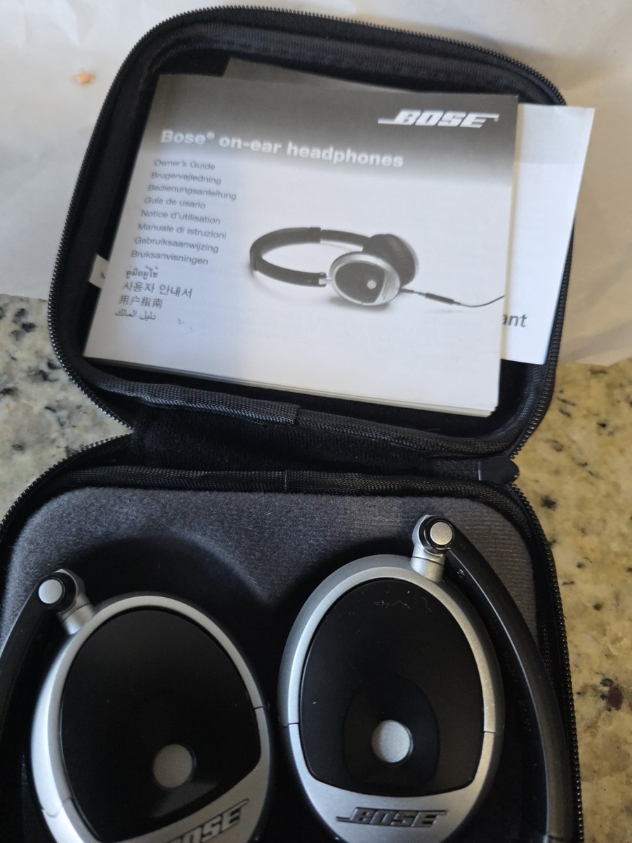 Bose TriPort Headphones Black Silver Foldable 3.5mm Carrying Case