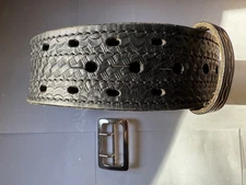 Dutyman Size 42 Full Grain Leather Duty Belt - Black Basketweave With Buckle