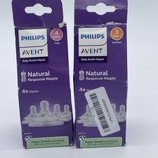 Lot Of 2 Philips Natural Response Nipples - 4pk Fast Flow 4 - 4pk Medium Flow 3