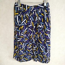 Mina Perhonen Navy Cotton Light Stick Skirt with Inner Size 38 Used
