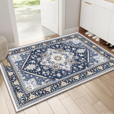 OPPODREAM Soft Throw Rugs 2x3, Small 2' x 3' (Rectangular), Blue & Gold