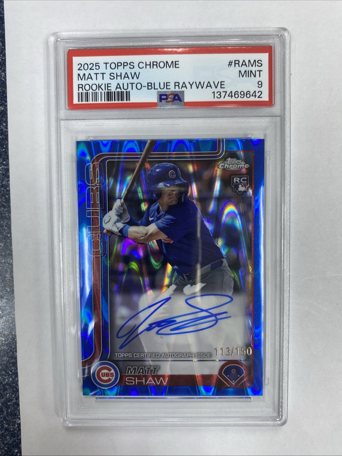 2025 topps chrome baseball Matt Shaw Rookie Auto Blue Wave Refractor /150