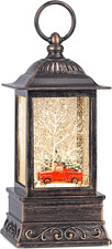 Christmas Snow Globe Red Truck Lantern, Glitter Lighted Christmas Decorations fo