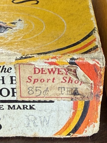 Early South Bend Wood Fish Lure Bass-Oreno #973 RW Correct Box w Tag & AD ON LID - Picture 16 of 24