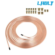 LABLT W/16 Fitting 25 Ft Roll Coil 3/16'' OD Copper Nickel Brake Line Tubing Kit