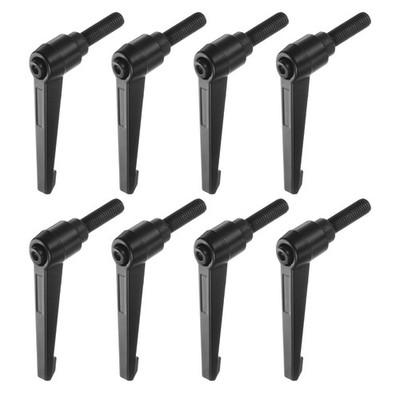 8pcs M10 x 30mm Threaded Stud Adjustable Clamping Lever Handle Bolt Knob Black