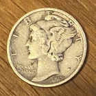 1939-D Mercury Dime VF Denver Pre-WWII 90% Silver Winged Liberty US Coin 10c