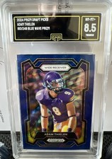 2024 Panini Prizm Draft Picks Adam Thielen #16 Blue Wave PRIZM 193 /249 GMA 8.5