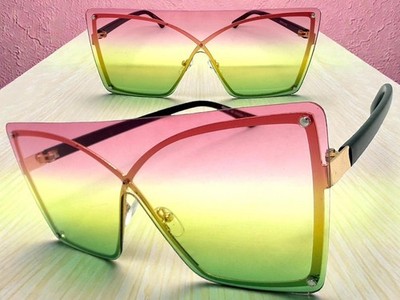 Übergröße Trendy Bold Moderne Retro Shield Sonnenbrille Groß Rahmen Bunt Gläser