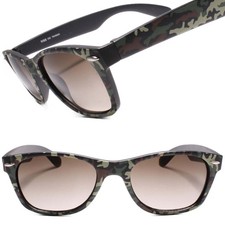 Outdoor Fishing Hunting Camo Camouflage Horn Rimmed Rectangle Mens Sunglasses