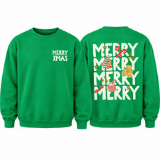 Merry Christmas Sweatshirt Retro Holiday Candy Gingerbread Graphic Crewneck