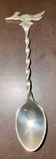 Sterling Silver Souvenir Spoon Bell Trading Post Roadrunner Twisted Handle