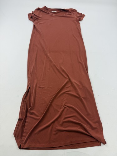 Madewell Dress Womens Small Brown T-Shirt Maxi Short Sleeve Side Slit Casual