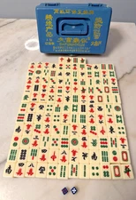 VTG Mahjong Traditional Chinese Tile Set Game, 136 Tiles, 2 Die, Carrying Case