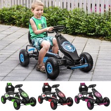 Children Pedal Go Kart, Racing Go Cart w/ Adjustable Seat Rubber Wheels