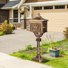Decorative Large Mailbox with Post, Heavy Dut...